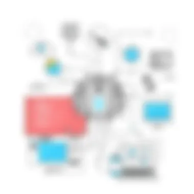 A conceptual drawing showcasing the various applications of AI across different industries.