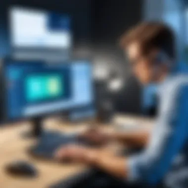 Adjusting Recording Settings Illustration of a person adjusting screen recording settings on a computer