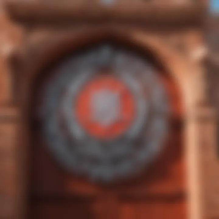 Close-up of the entrance gate of Amu University showcasing the emblem