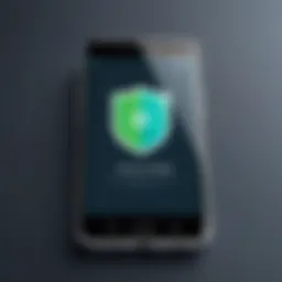 Android device with shield icon for text message blocking