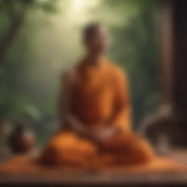 Serene Meditation Practices Buddhist Monk Meditating