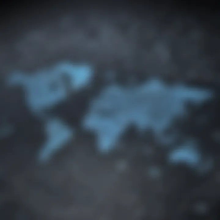 Abstract digital world map with music symbols
