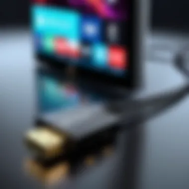 Wired Connection via HDMI Cable An HDMI cable connecting a smartphone to a television