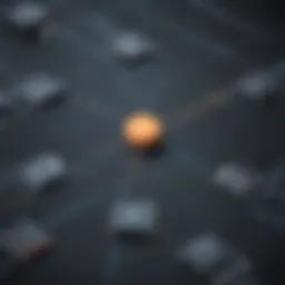 Illustration showing data packets being routed through a network