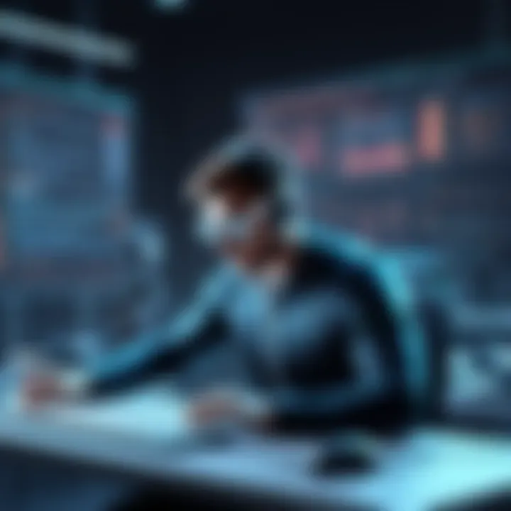 Creative illustration showcasing automation tester running test scripts