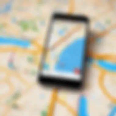 Map showing the location of a lost smartphone