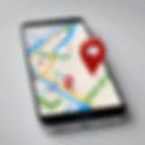 Smartphone with a location pin icon