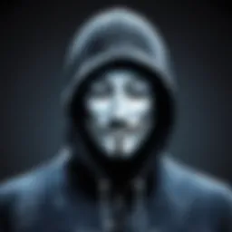 Anonymous figure in digital world