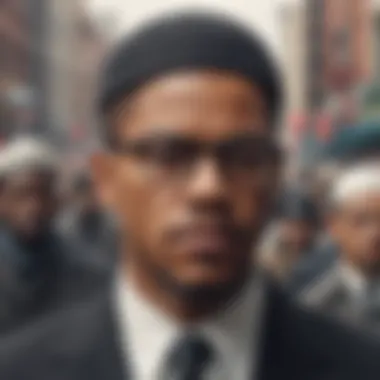 Malcolm X observing a protest from a distance