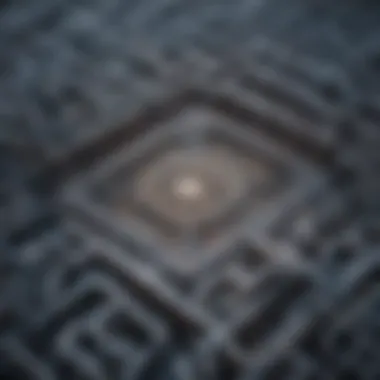 Technological Binary Labyrinth Intricate binary patterns forming a technological labyrinth