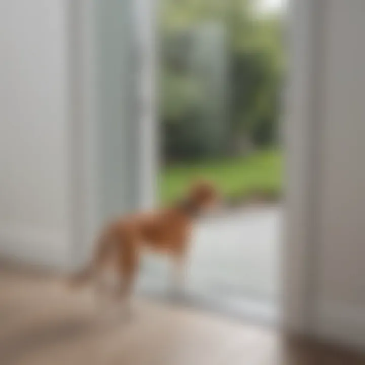 Pet accessing through the sliding glass door