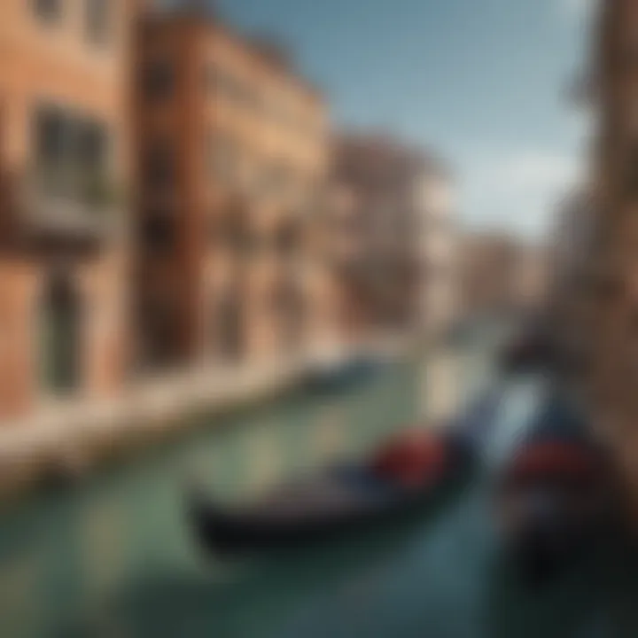 Venetian canal with gondolas