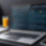 A sleek laptop displaying the Linux desktop interface