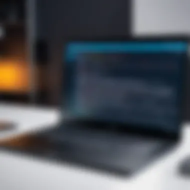 Coding on a Linux Laptop A developer coding on a Linux laptop