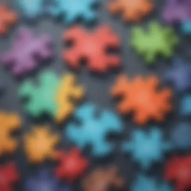 Puzzle Pieces Signifying Open Source Vulnerability Tools Creative depiction of open source vulnerability assessment tools as intricate puzzle pieces