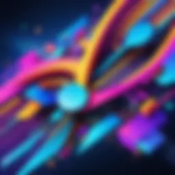 Colorful abstract shapes with vibrant patterns