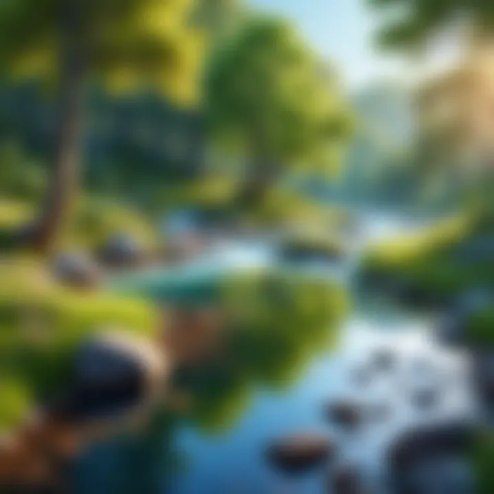 Nature scene with trees and a flowing river
