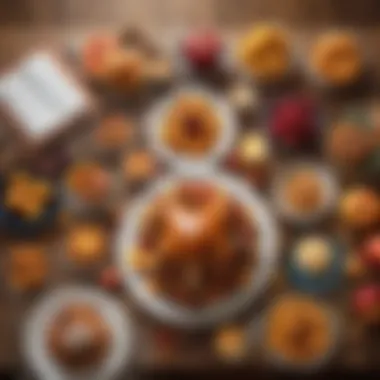 Exquisite Rosh Hashanah Feast Artistic depiction of Rosh Hashanah festive table