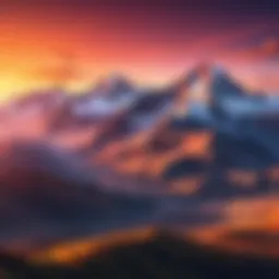 Majestic mountain range under a vibrant sunset