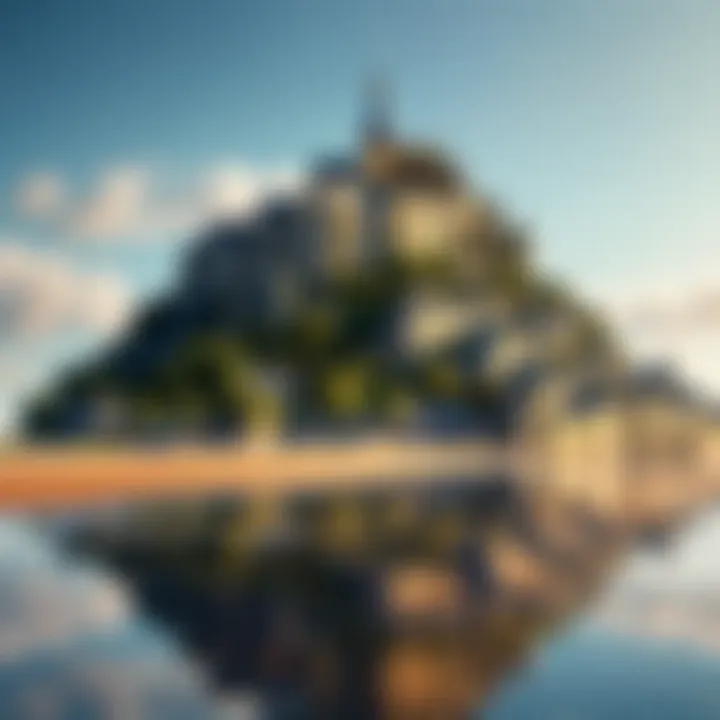 Historic Mont Saint-Michel surrounded by water