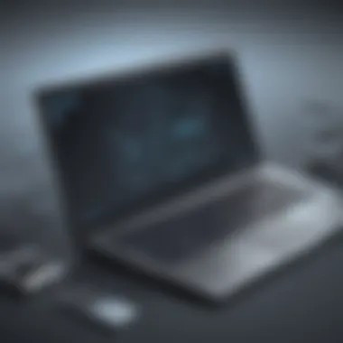 Technological Advancements Laptop serial port in a futuristic setting