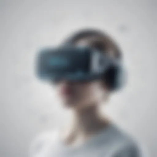 Illustration depicting a futuristic virtual reality interface for learning HTML concepts