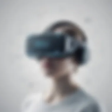 Virtual Reality Interface for HTML Learning Illustration depicting a futuristic virtual reality interface for learning HTML concepts