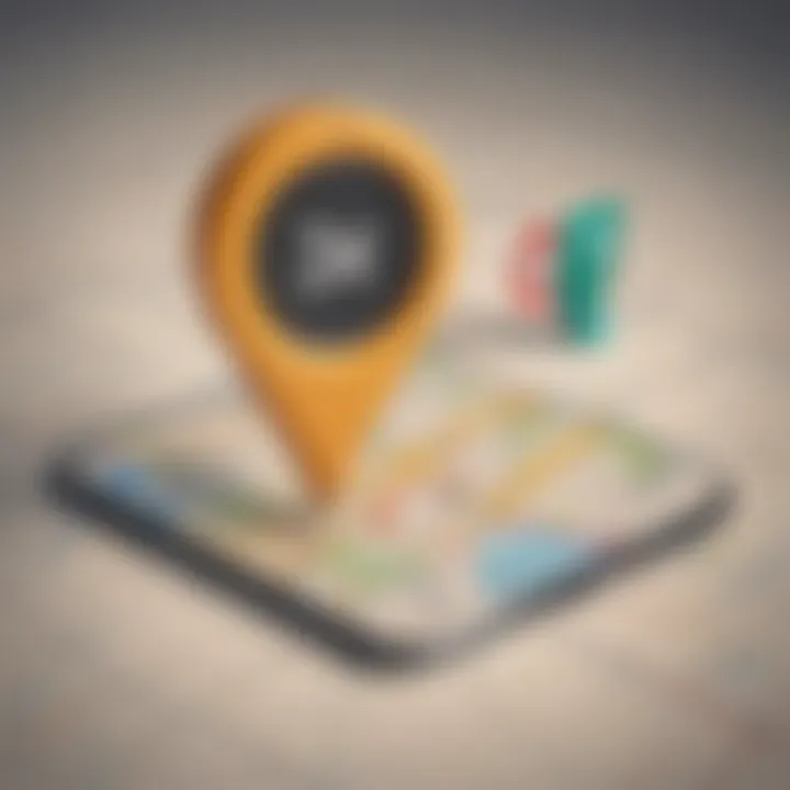 Illustration of GPS icon with map pointer