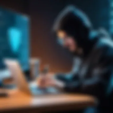 Utilizing Ethical Hacking Techniques A hacker using advanced tools for WiFi access