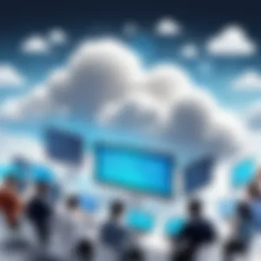 Collaborative Coding in the Cloud Diverse group collaborating on a coding project using cloud services