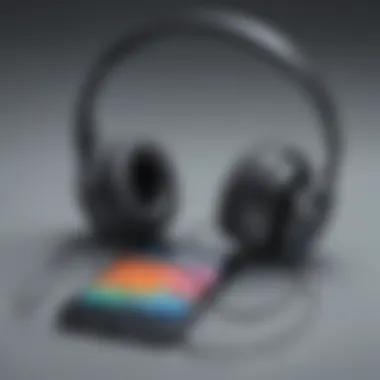 Headphones Connected to Android Smartphone Headphones connected to an Android smartphone
