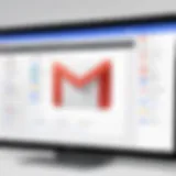 An illustration of a digital interface showcasing Gmail's features