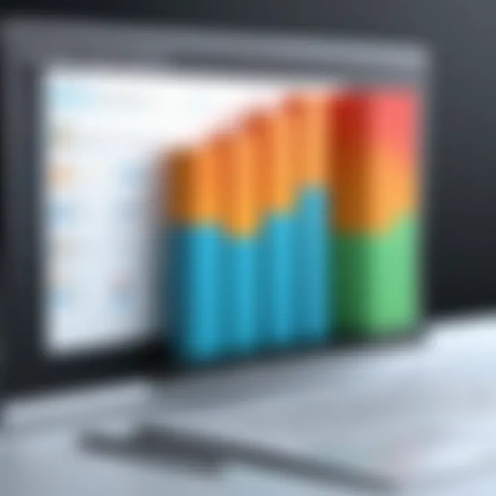 A close-up view of a bar graph with labeled axes and data points