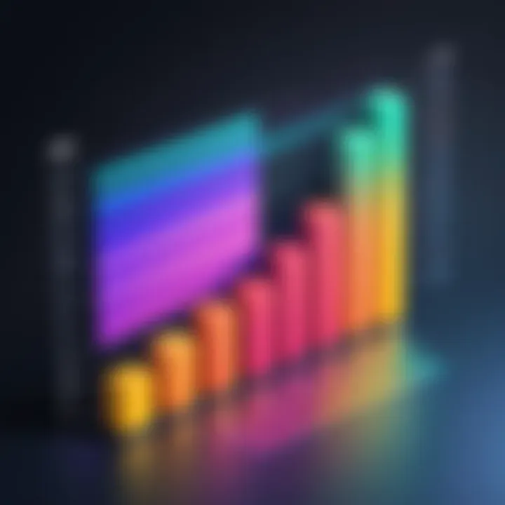 A visual representation of data trends through a colorful bar graph