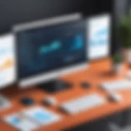 Illustration of a digital workspace with project planning tools