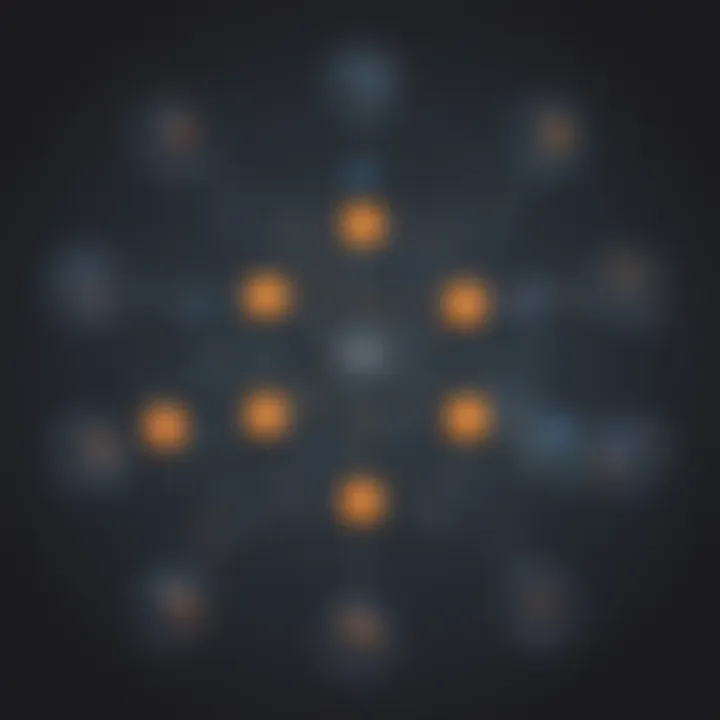 Illustration representing the interconnected network of DBMS functions