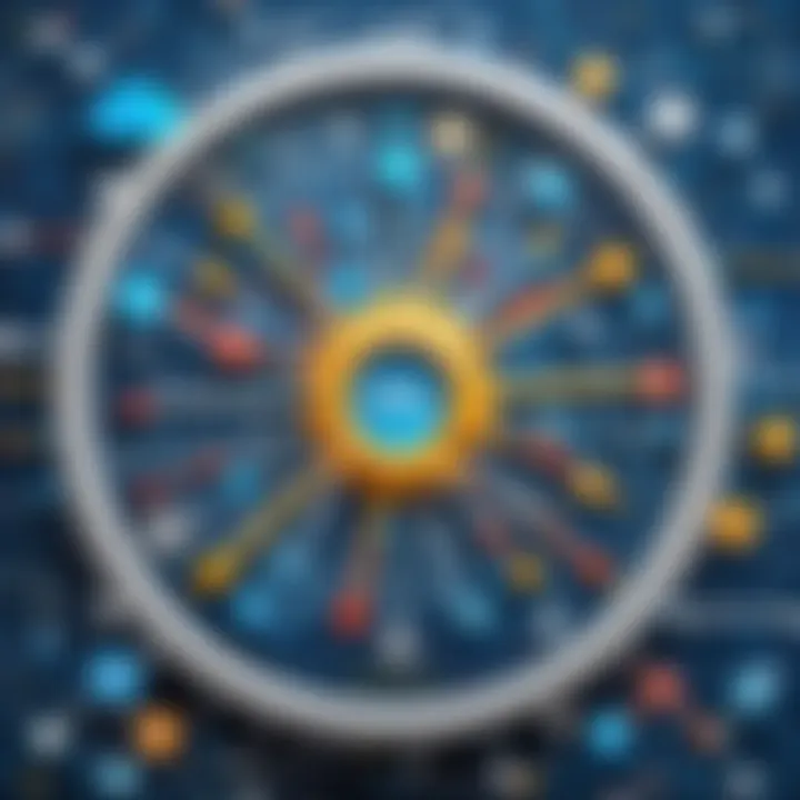 Conceptual illustration of intricate web of search engine algorithms