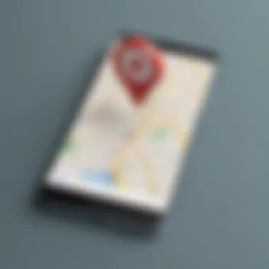 Location Marker on Mobile Device Illustration of location marker on mobile device
