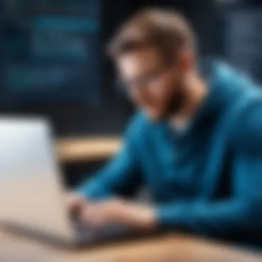 Reflecting on Code Challenges A thoughtful developer reviewing code on a laptop