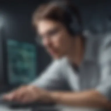 Immersing in CodeCrafters: Intense Coding Focus Illustration of a programmer immersed in coding with intense focus