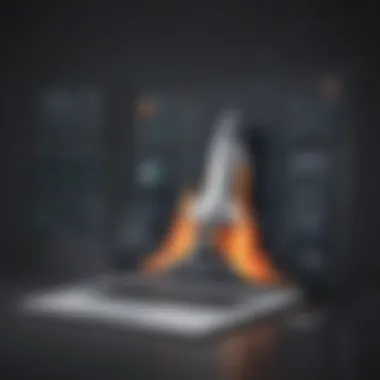 Launching into Success: CodeCrafters Software Development Journey Visual depiction of a software development journey with CodeCrafters, symbolized by a rocket launch