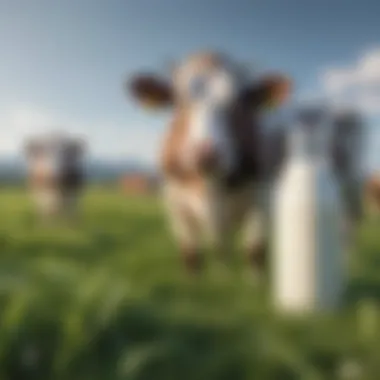 Pastoral Scene of Organic Milk Cows Organic Milk Cows Grazing on Lush Pasture