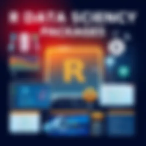 A collection of R data science packages showcased in a visually appealing layout