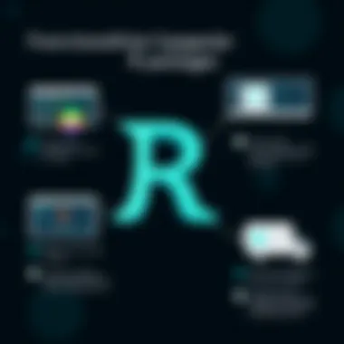 An infographic highlighting the functionalities of popular R packages for data analysis