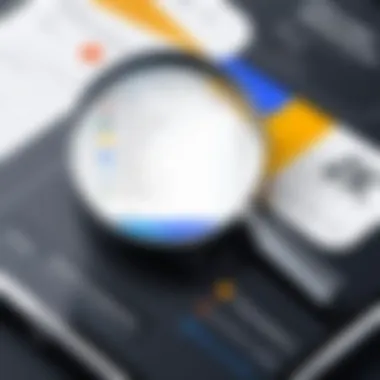 Graphic showing a magnifying glass over a digital key symbolizing search for recovery options
