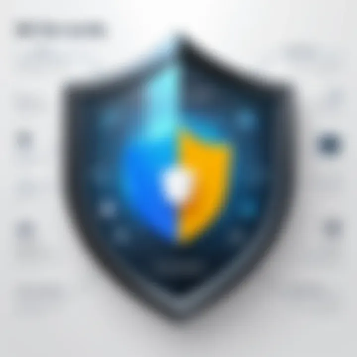 Visual of a shield depicting online security measures