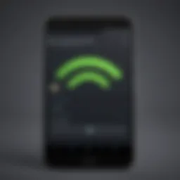 Illustration of Android phone with WiFi signal