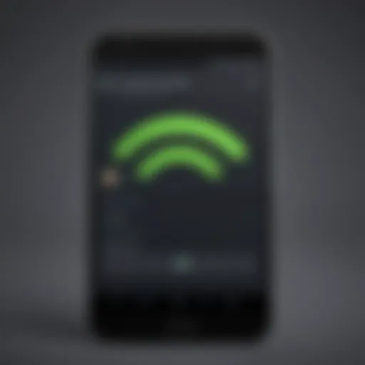 Illustration of Android phone with WiFi signal