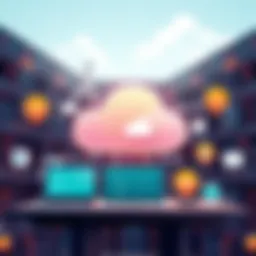 Cloud computing infrastructure with machine learning icons