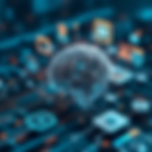 An abstract representation of machine learning concepts.